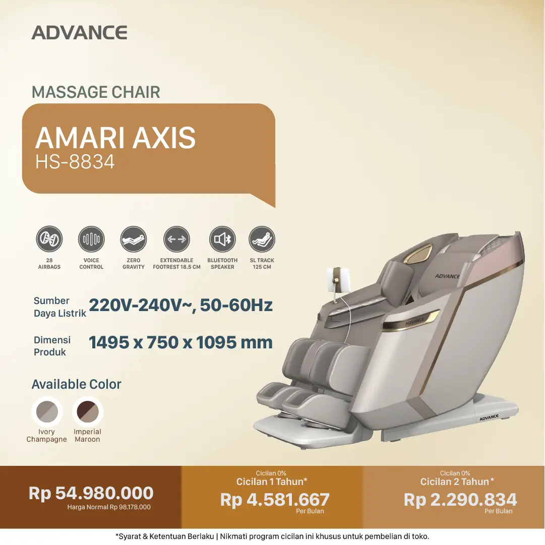 Amari Axis Advance – Kursi Pijat dengan Teknologi Axis Ankle