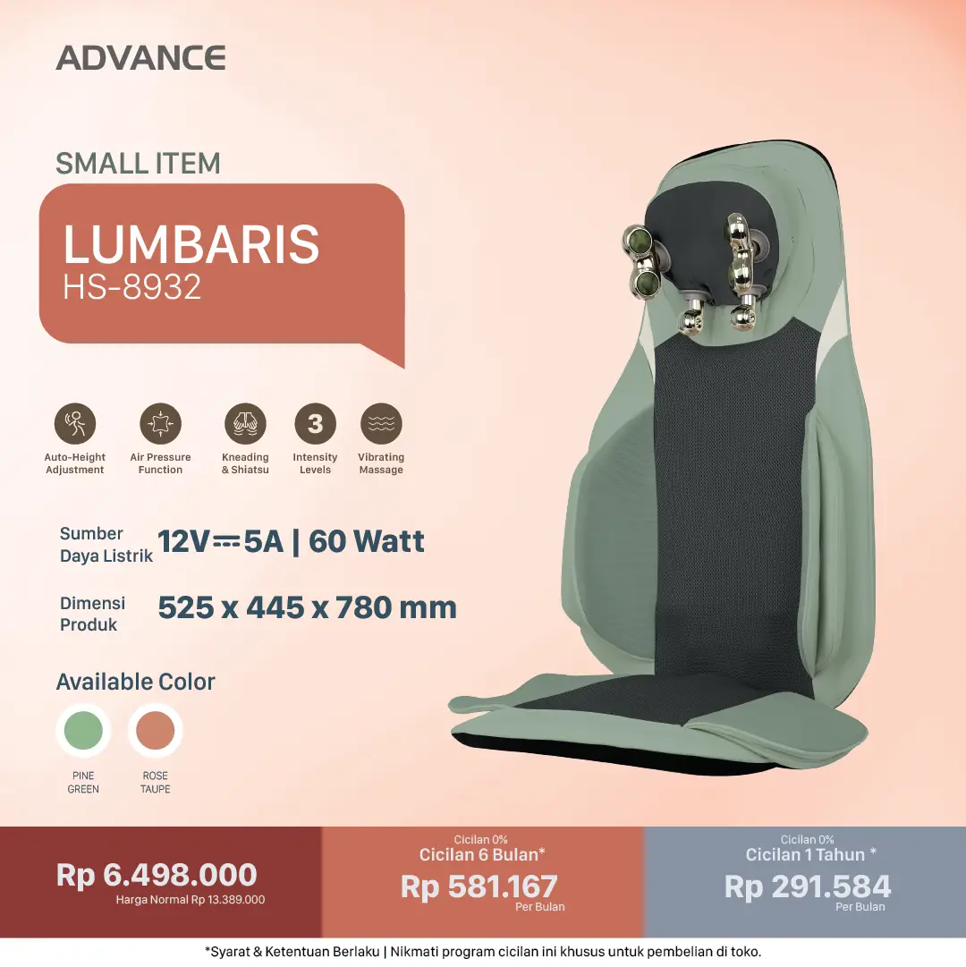Lumbaris Advance – Kursi Pijat Refleksi Mobil Portable